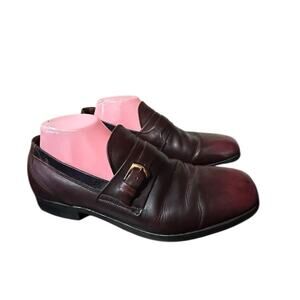E.T. WRIGHT Single Monk Strap Burgundy Leather Loafers Sz 9.5 B Men's Vintage